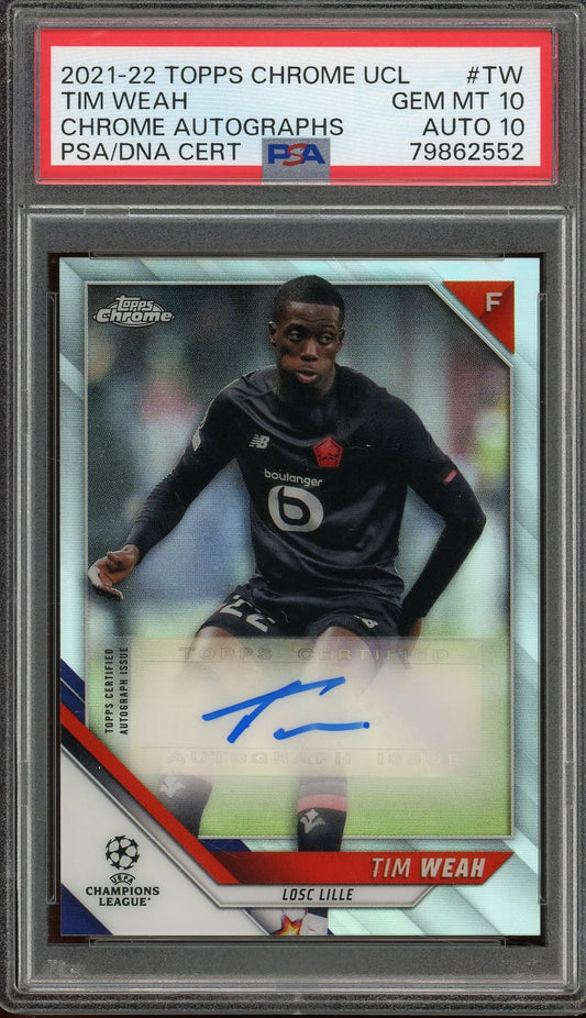 Tim Weah 2021 Topps Chrome UCL Autograph #TW – Graded 10 (PSA) With 10 Autograph