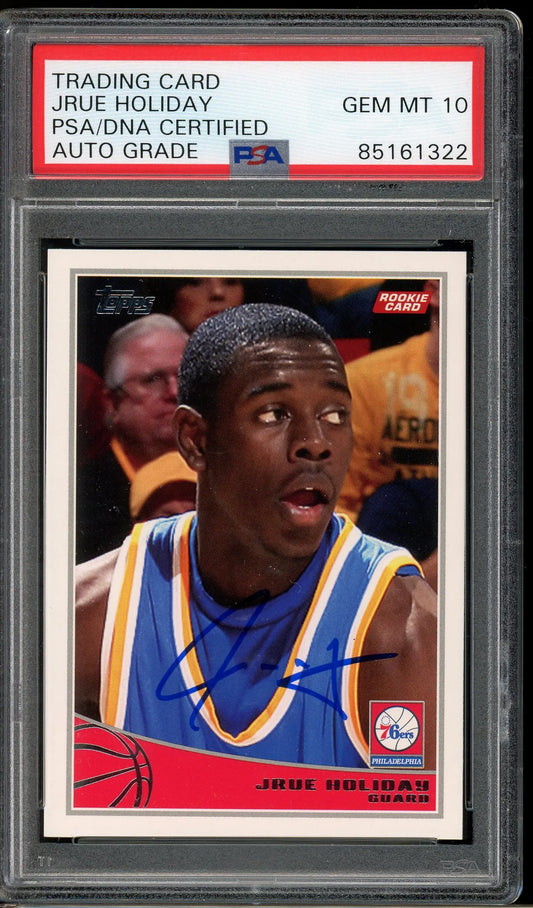 Jrue Holiday Signed 2009 Topps Rookie Card #330 – Auto Gem Mint 10! (PSA/DNA)