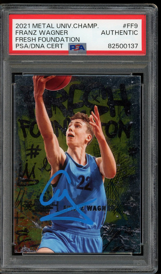 Franz Wagner Signed 2021 Metal Universe Championship Fresh Foundation #9 RC (PSA) - Rookie Card