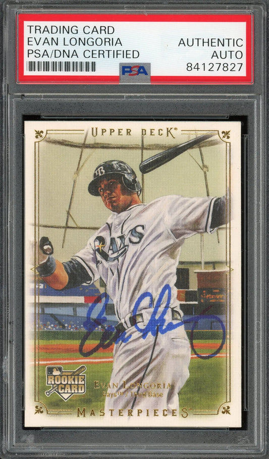 Evan Longoria Signed 2008 UD Masterpieces #7 RC (PSA) - Rookie Card