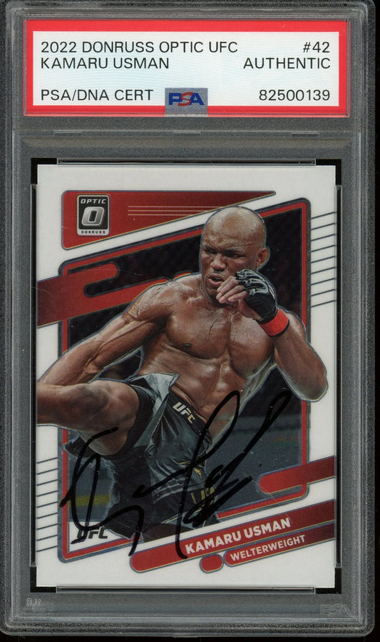 Kamaru Usman Signed 2022 Panini Donruss Optic UFC Card #42 (PSA/DNA)