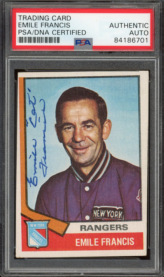 Emile “Cat” Francis Signed 1974 Topps Hockey Card #9 (PSA/DNA)