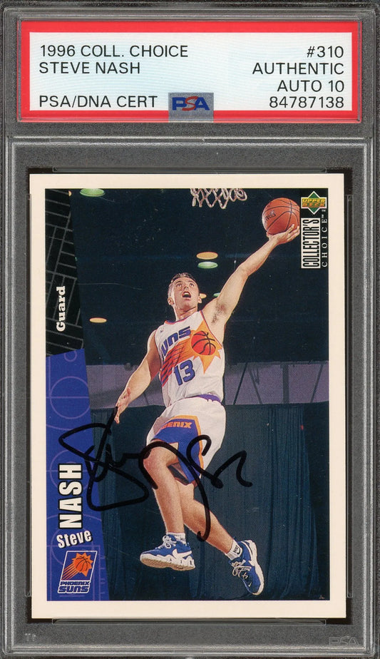 Steve Nash Signed 1996 Collector’s Choice #310 RC– Auto Gem Mint 10 (PSA) - Rookie Card