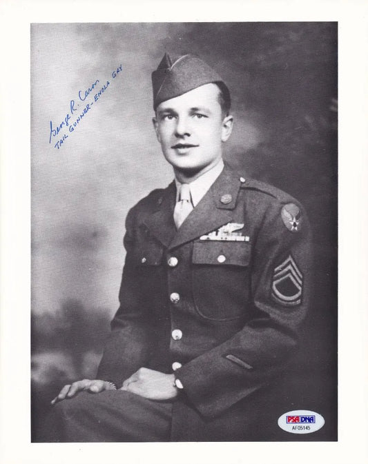 George R. Caron Signed WWII 8×10 Photo (PSA/DNA LOA)