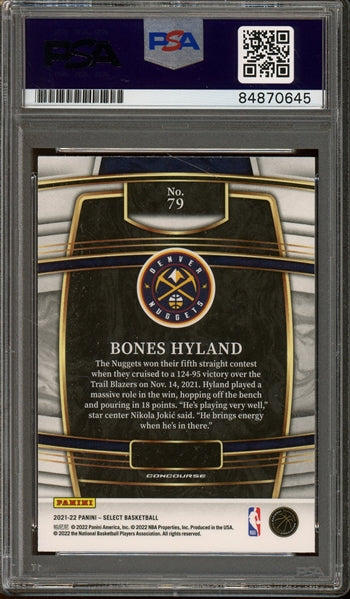 Bones Hyland Nuggets Signed 2021 Panini Select RC #79- PSA - Rookie Card