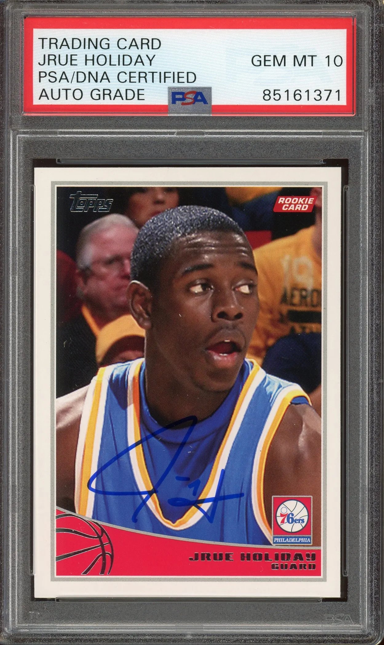 Jrue Holiday Signed 2009 Topps Rookie Card #330 - Auto Graded Gem Mint 10 - PSA