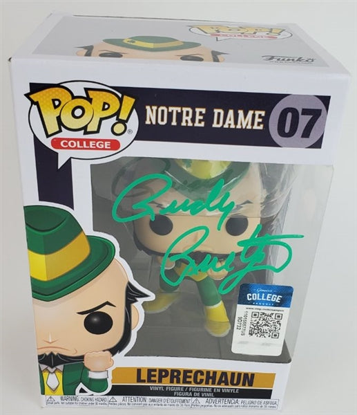 Rudy Ruettiger Signed Notre Dame Fighting Irish 'Leprechaun' Funko Pop Vinyl FIgurine (JSA Witness COA)