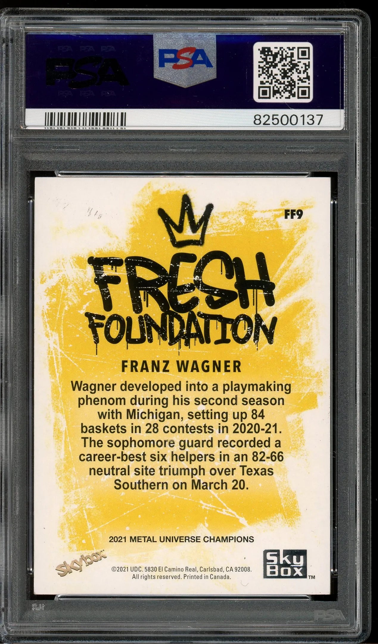 Franz Wagner Signed 2021 Metal Universe Championship Fresh Foundation #9 RC (PSA) - Rookie Card