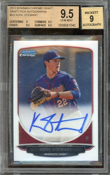 Kohl Stewart 2013 Bowman Chrome Draft Pick Autographs RC #KS- Graded Gem 9.5 Auto 9 (BGS)- Rookie Card