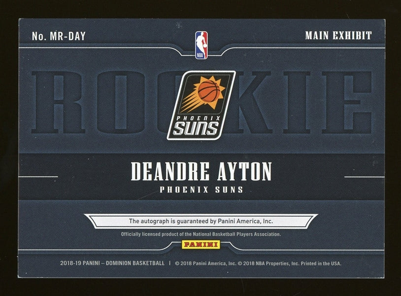 DeAndre Ayton 2018 Panini Dominion Main Exhibit Autograph RC #MR-DAY - #33/49 - Rookie Card