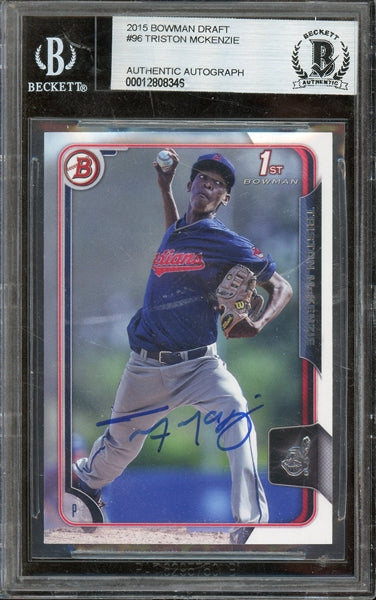 Triston McKenzie Signed 2015 Bowman Draft 1st Bowman RC #96 (BGS) - Rookie Card