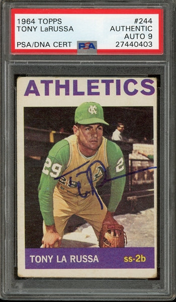 Tony LaRussa Signed 1964 Topps RC #244 - Auto Graded 9 (PSA) - Rookie Card