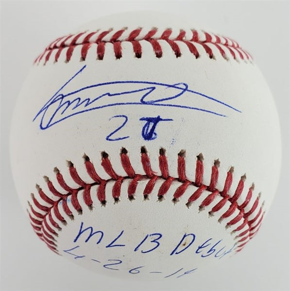 Vladimir Guerrero Jr. "MLB Debut 4/26/19" Signed OML Baseball (USA SM COA)