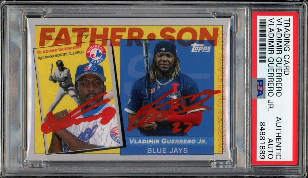 Vladimir Guerrero Sr. and Vladimir Guerrero Jr. Signed 2021 Topps Project 70 Baseball Card #583 (PSA/DNA Encapsulated)