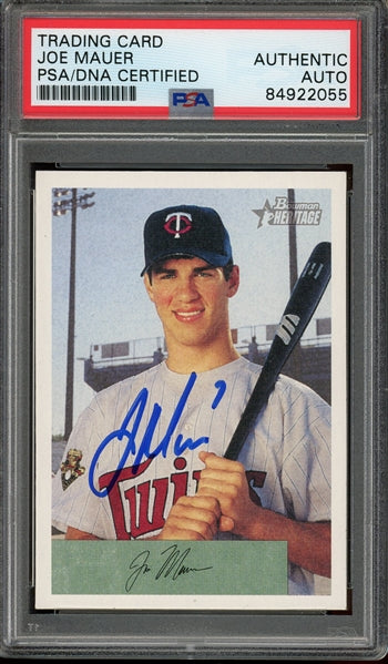 Joe Mauer Signed 2002 Bowman Heritage Rookie Baseball Card #238 (PSA/DNA Encapsulated)