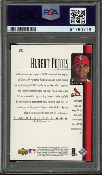 Albert Pujols Signed 2001 Upper Deck Star RC #295- Auto Graded (PSA) 10 - Rookie Card