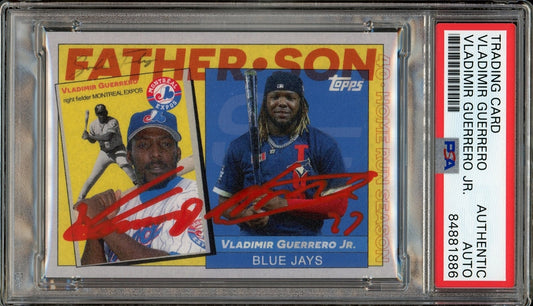 Vladimir Guerrero & Vladimir Guerrero Jr. Dual-Signed 2021 Topps Project 70 Baseball Card #583- PSA Authentic