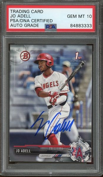 Jo Adell Signed 2017 Bowman Draft 1st Bowman RC #BD-95 - Auto Graded PSA 10 - Rookie Card