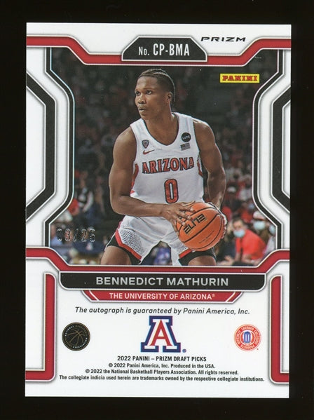 Benedict Mathurin 2022 Panini Prizm Draft Picks Penmanship Mojo Prizm Autograph RC #CP-BMA - #3 of 25 - Rookie Card