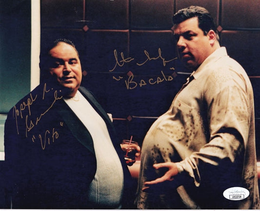 Steve Schirripa "Bacala" & Joseph R. Gannascoli "Vito" Dual Signed (PSA) The Sopranos 8x10 Photo