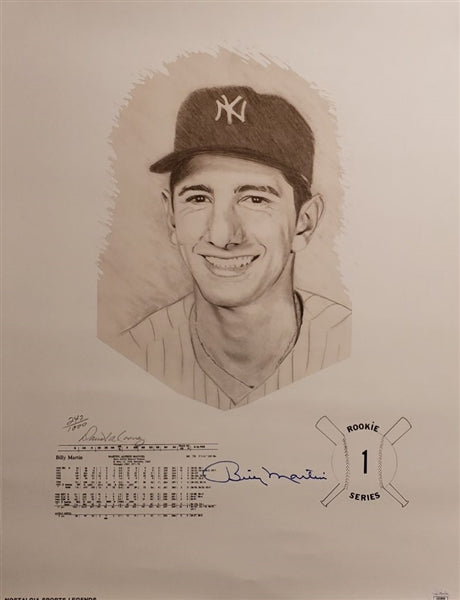 Billy Martin Signed New York Yankees Lmt. Ed. 18x24 Lithograph (JSA COA)