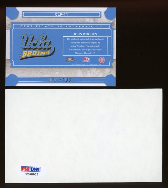 John Wooden 2008 Legends Patch 1/100 & Index Card