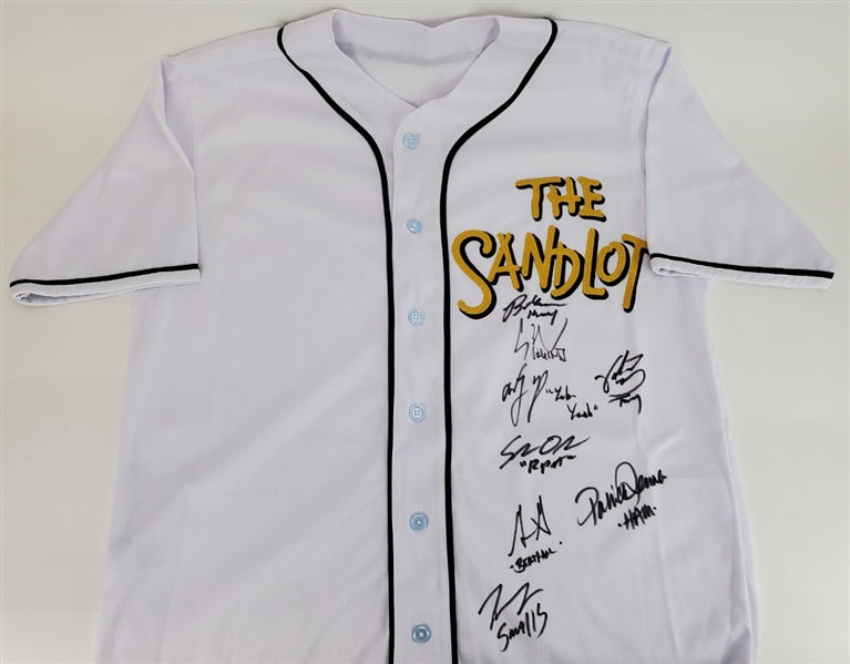 The Sandlot Cast Signed Custom Jersey w/ 8 Sigs - Ham, Smalls, Squints, Bertram, Ya Ya, Repeat, Timmy & DeNunez (PSA/DNA ITP COA)