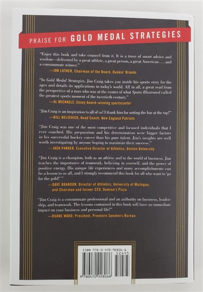 Jim Craig "1980 Gold" Signed Hardcover Book - Gold Medal Strategies: Business Lessons From America's Miracle Team (PSA/DNA COA)