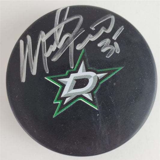 Marty Turco Signed Dallas Stars Logo Hockey Puck (JSA Witness COA)