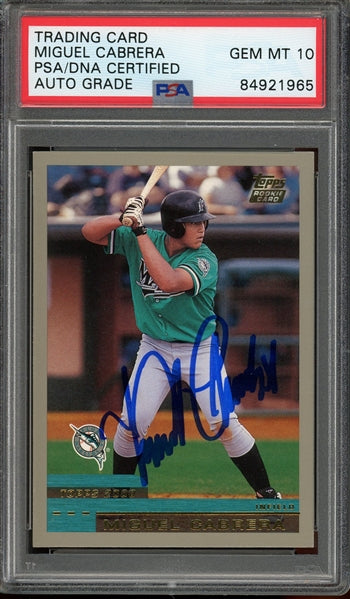 Miguel Cabrera Signed 2000 Topps RC #T40- Auto Graded 10 (PSA) - Rookie Card