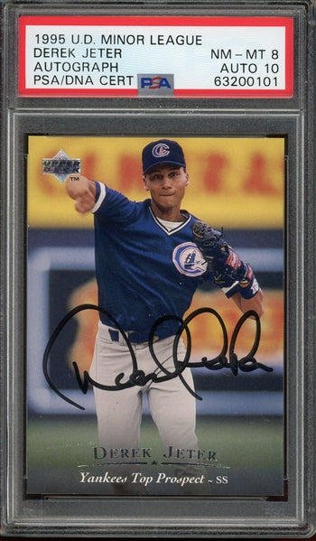 Derek Jeter 1995 UD Minor League Autograph RC - Graded 8 (PSA) with Graded 10 Auto - Rookie Card