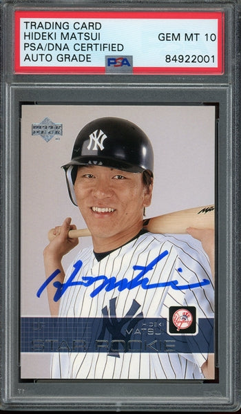 Hideki Matsui Signed 2003 Upper Deck Star RC #501 - Auto Graded 10 (PSA/DNA) - Rookie Card