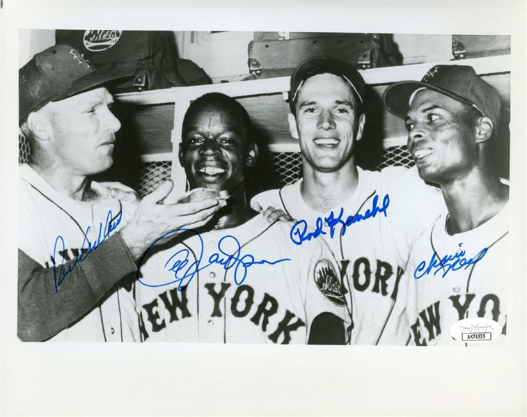 Richie Ashburn, AL Jackson, Rod Kanehl & Charlie Neal Signed (JSA) 1962 New York Mets 8x10 Photo