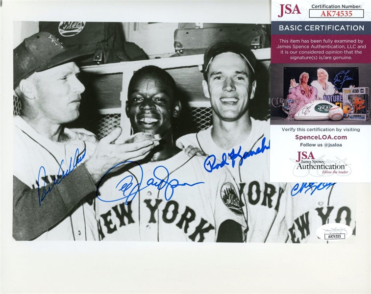 Richie Ashburn, AL Jackson, Rod Kanehl & Charlie Neal Signed (JSA) 1962 New York Mets 8x10 Photo