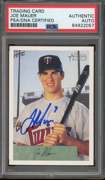 Joe Mauer Signed 2002 Bowman Heritage RC #238 (PSA/DNA) - Rookie Card