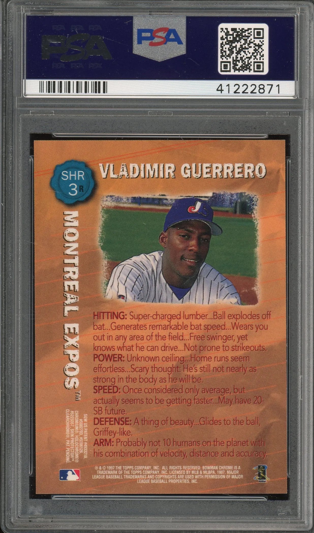 Vladimir Guerrero Signed 1997 Bowman Chrome by Scouts Honor Roll Card RC (PSA/DNA) W/9 Auto - Rookie Card