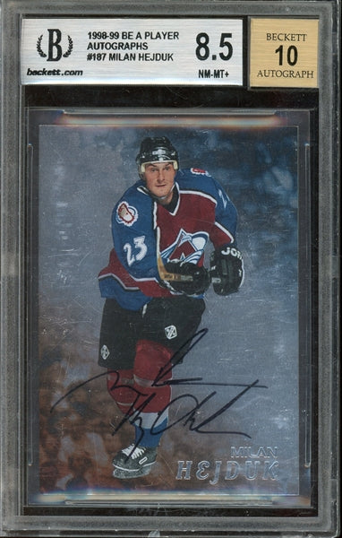 Milan Hejduk 1998 Be A Player Autograph RC #187 - Graded 8.5 (BGS) With Graded 10 Autograph - Rookie Card