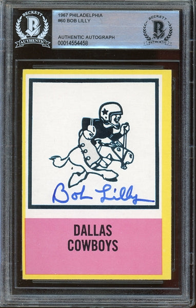 Bob Lilly Signed 1967 Philadelphia Football Card #60- BAS Authentic