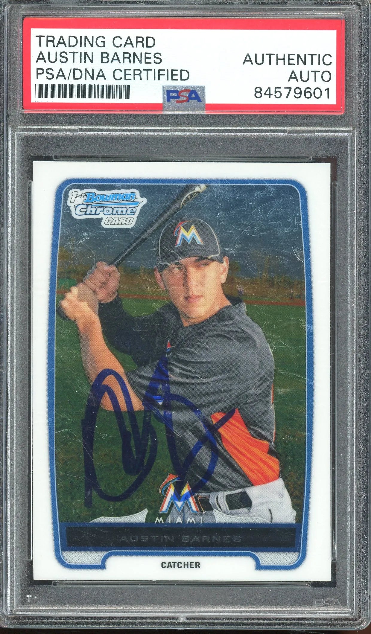 Austin Barnes Signed 2012 Bowman Chrome Prospects 1st Bowman RC #BCP184 (PSA) - Rookie Card