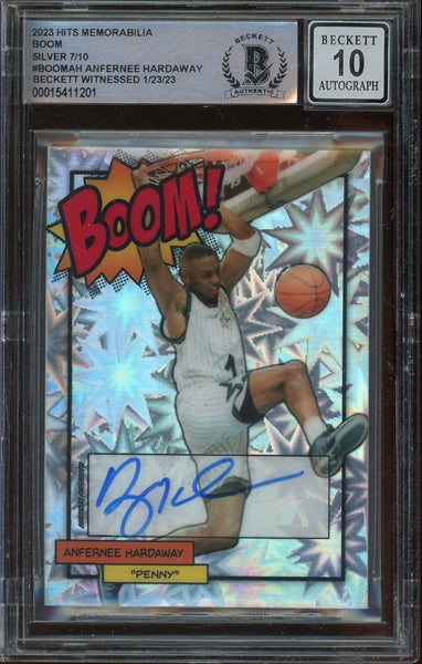 Anfernee Hardaway 2023 HITS Memorabilia Boom Silver Basketball Card #BOOMAH - Auto Graded 10 (BAS Witness Encapsulated)