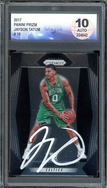 Jayson Tatum Signed 2017 Panini Prizm RC #16- Auto Graded 10 - (DGA-Diamond Authentic) - Rookie Card