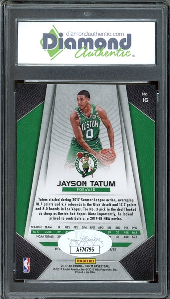 Jayson Tatum Signed 2017 Panini Prizm RC #16- Auto Graded 10 - (DGA-Diamond Authentic) - Rookie Card