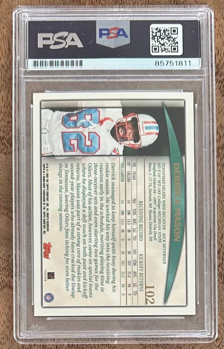 Derrick Mason Signed 1998 Topps #102 (PSA) Autograph Graded PSA Authentic