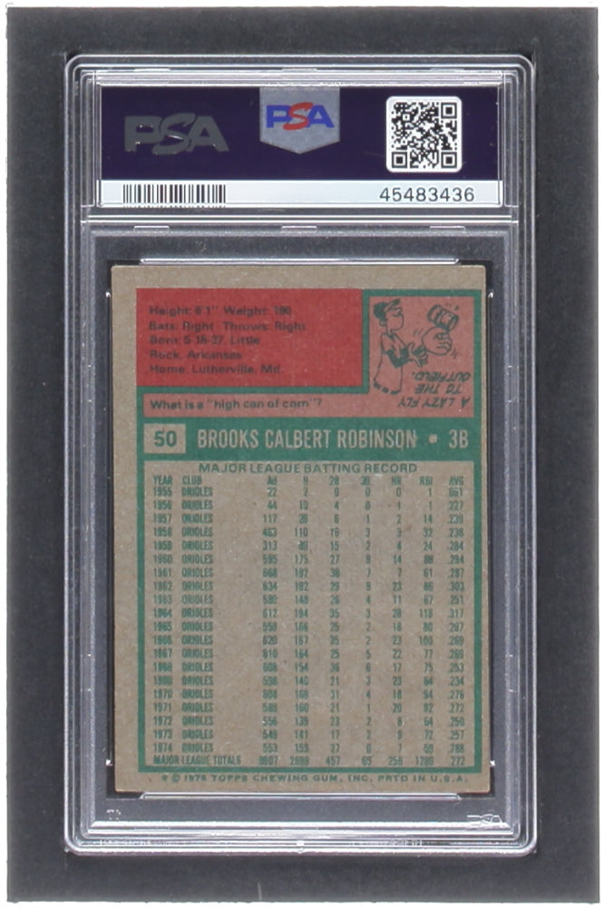 Brooks Robinson Signed 1975 Topps #50 (PSA 5 - Autograph Graded 10)