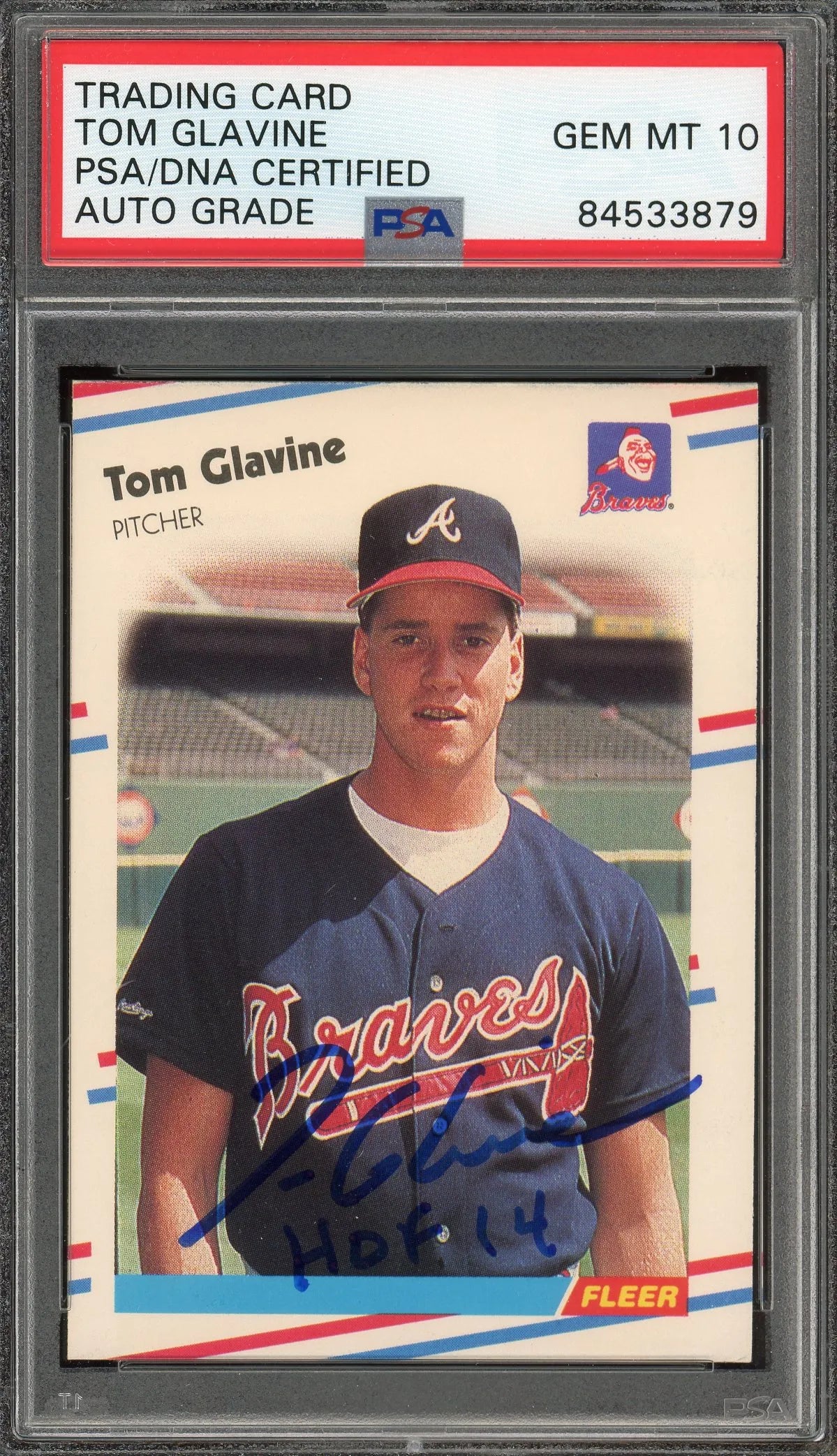 Tom Glavine “HOF 14” Signed 1988 Fleer Rookie Card #539- Auto Graded Gem Mint 10 - RC