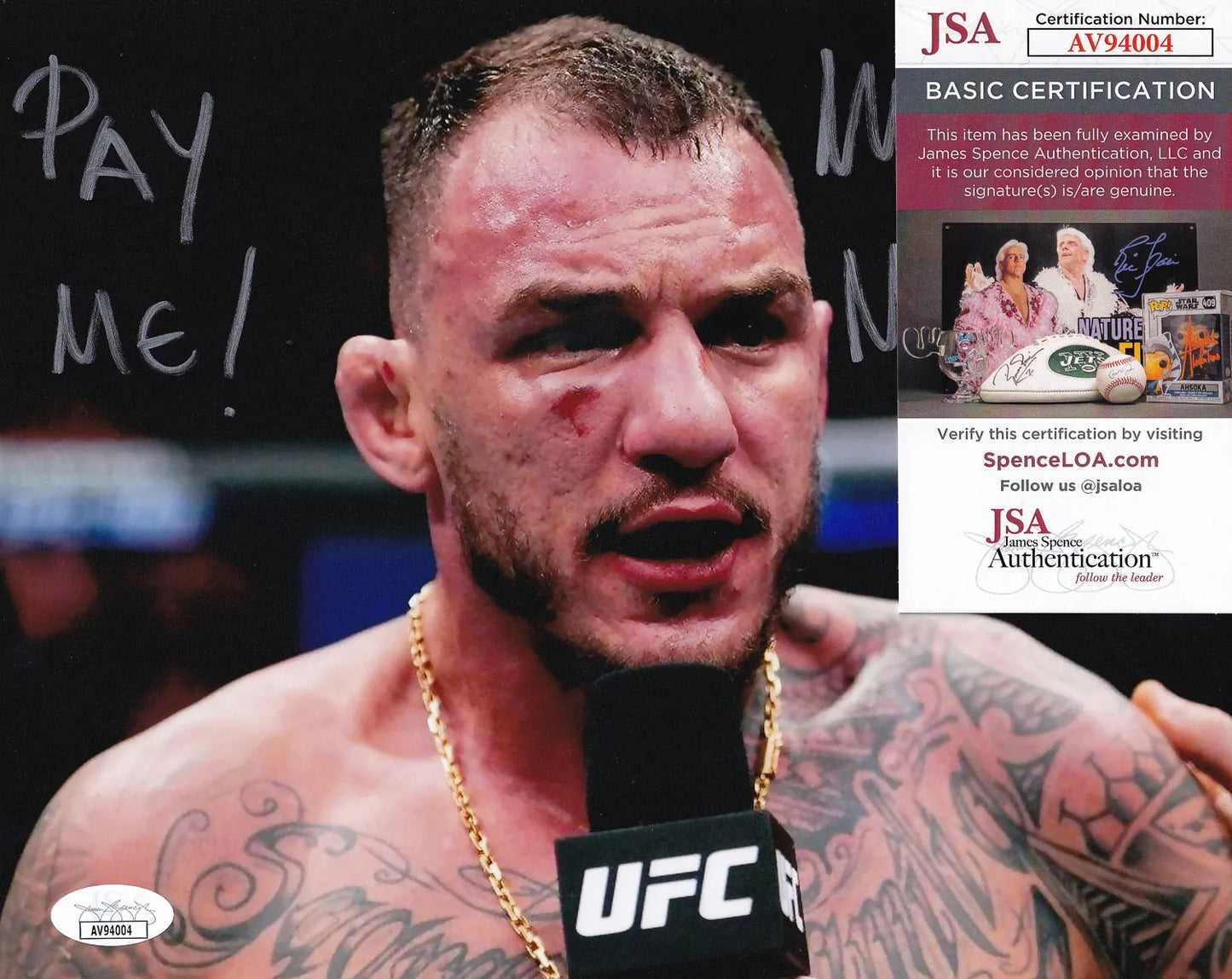 Renato Moicano “Pay Me! Money Moicano” Signed UFC 8×10 Photo (JSA COA)