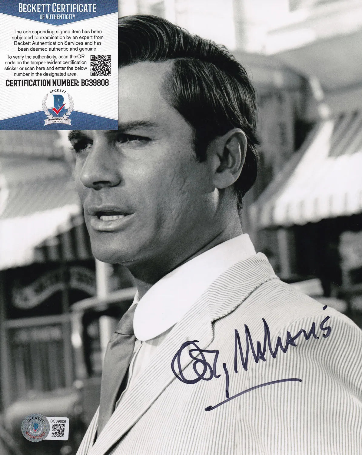 George Maharis Signed 8×10 Photo (Beckett Witness COA)