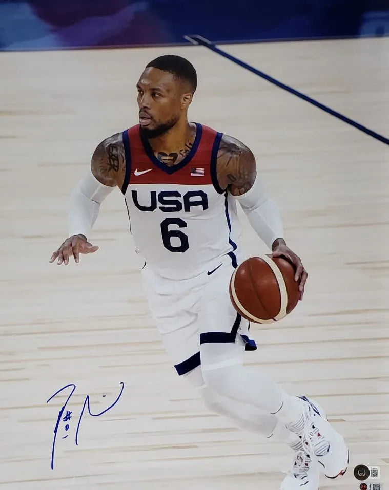 Damian Lillard Signed Team USA 16×20 Photo (Beckett & USA SM Hologram)