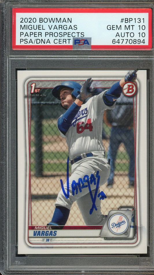 Miguel Vargas Signed 2020 Bowman 1st Bowman #BD131 RC - Graded PSA 10 Auto 10 - Rookie Card