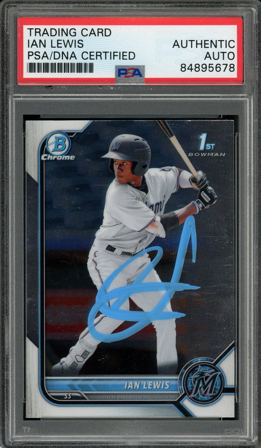 Ian Lewis Signed 2022 Bowman Chrome 1st Bowman RC - PSA/DNA - Rookie Card